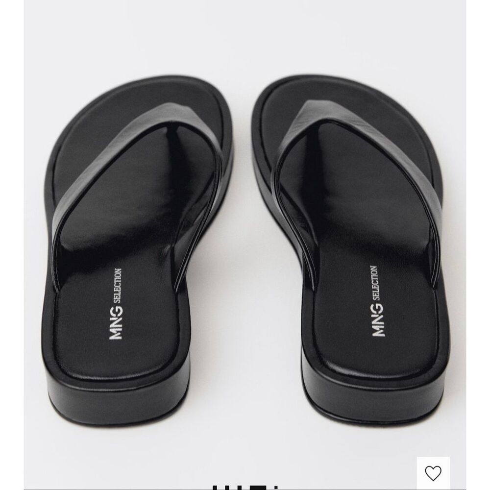 MANGO MNG Selection $140 Black Leather Sandals Women’s EU 38 NEW - Picture 4 of 5